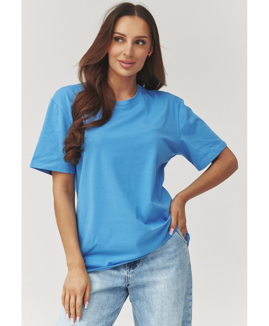 klasikinis t-shirt moteriskas blue jeans C41