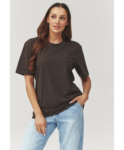 Klasikinis moteriškas šokolado spalvos marškinėliai C41