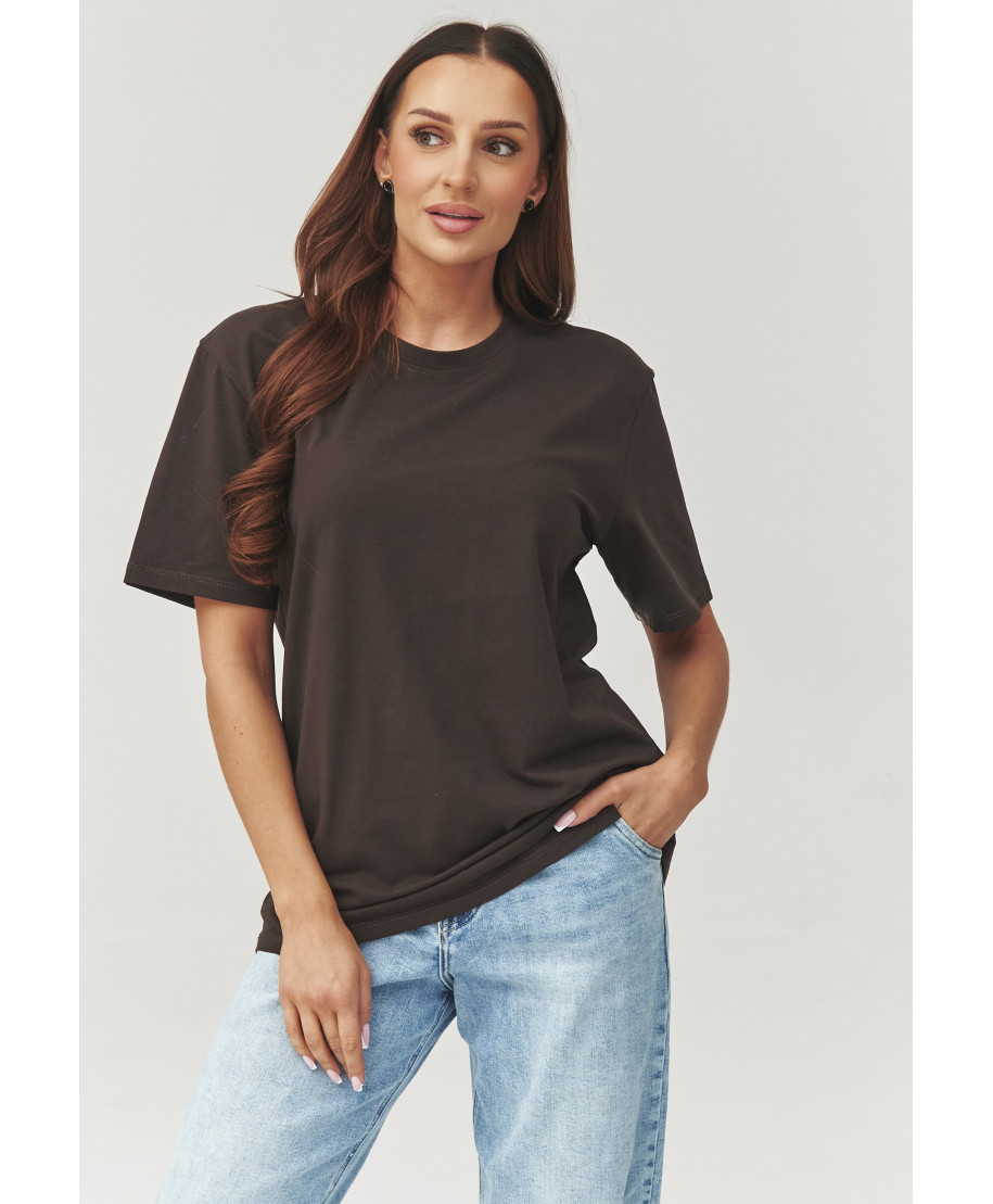 klasikinis t-shirt moteriskas sokoladinis C41