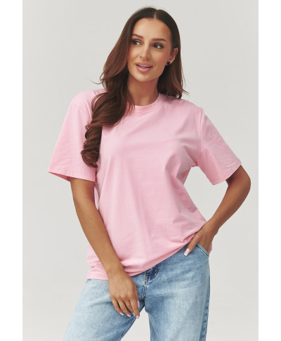 klasikinis t-shirt moteriskas pudrinis róż C41