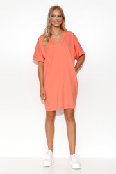 Dresowa suknele typu kimono koralowa M778