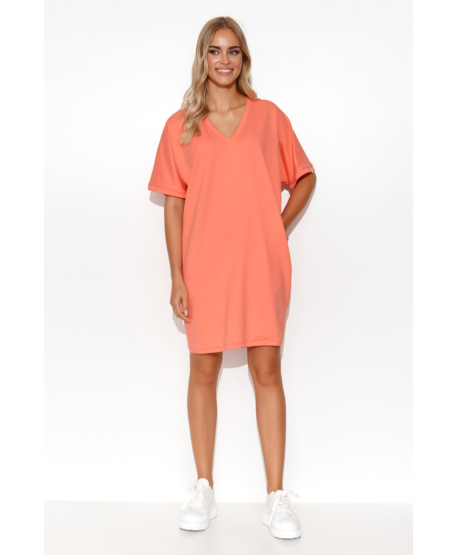 Dresowa suknele typu kimono koralowa M778