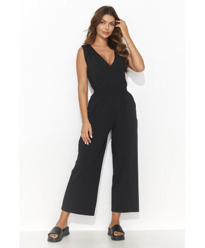 moteriskas kombinezonas megztas ze spodniami ⅞ juodas NU465