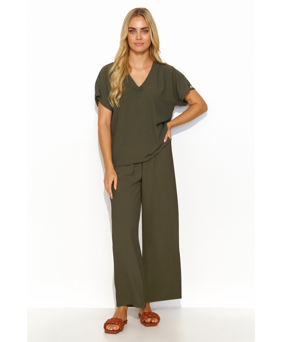 moteriskas komplektas su szerokimi spodniami chaki M831