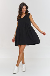 suknele trapezowa su iskirpte  serek juoda M876