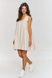 suknele trapezowa su iskirpte  serek sviesus beż M876