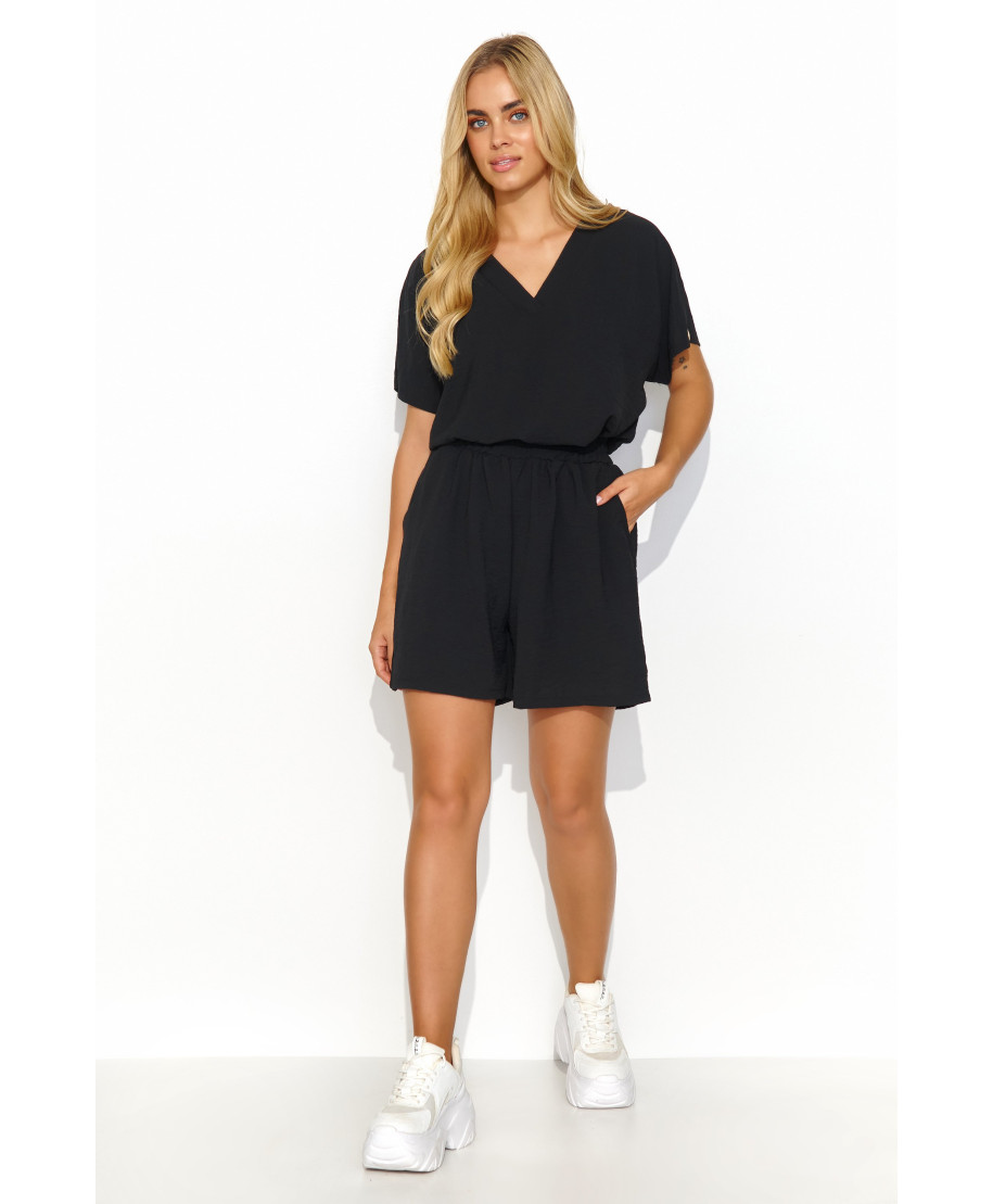 moteriskas komplektas su szerokimi szortami juodas M832