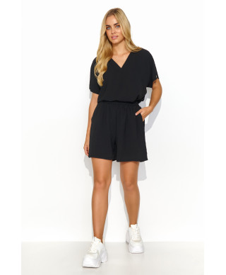 moteriskas komplektas su szerokimi szortami juodas M832