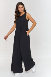 laisvas kombinezonas maxi su szerokimi nogawkami juodas M887