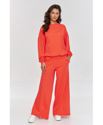 Oversizowy komplektas su szerokimi spodniami koralowy M863