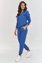 Dresowy komplektas su bluzą su iskirpte  serek indygo M868