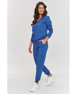 Džemperu komplekts ar V veida izgriezumu indigo M868