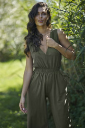 moteriskas kombinezonas megztas ze spodniami ⅞  chaki NU465