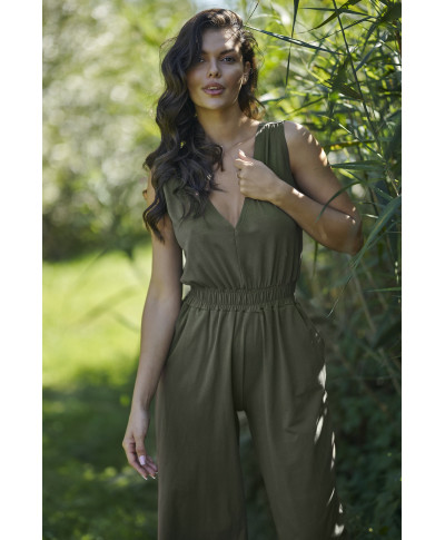 moteriskas kombinezonas megztas ze spodniami ⅞  chaki NU465