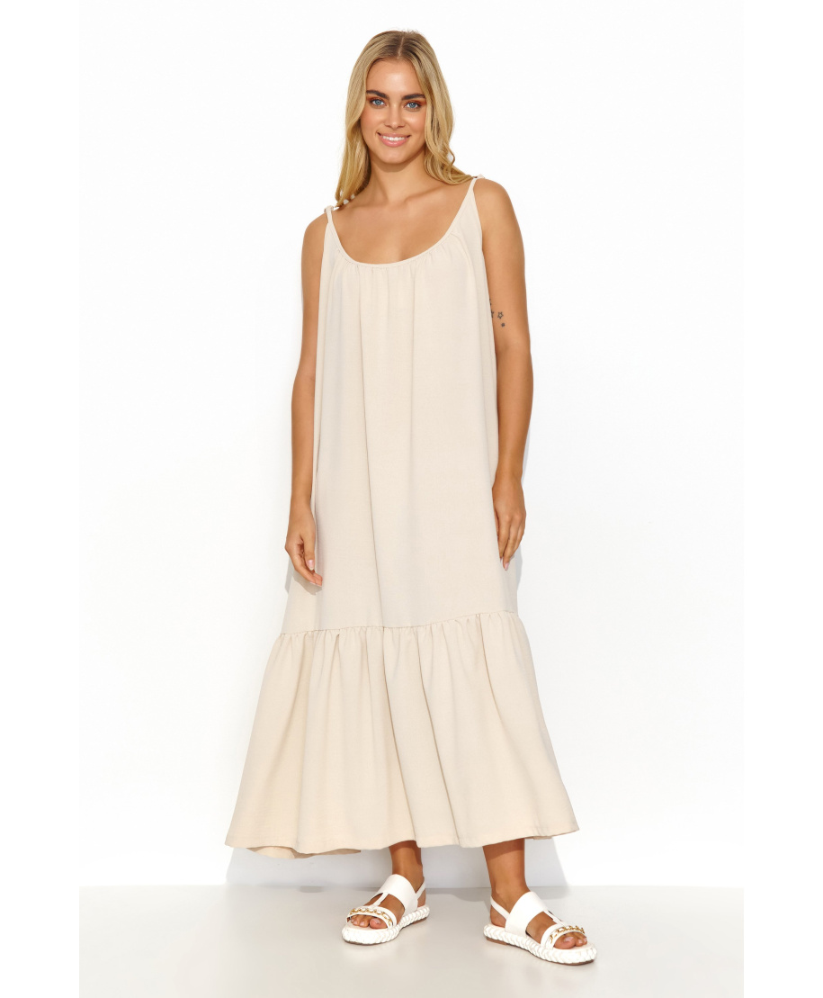 ilga laisva suknele ant wiązanych ramiączkach sviesus beż M836