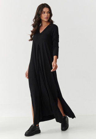 viskozine suknele maxi su rozcięciami juoda M895