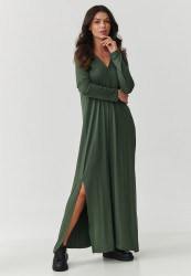 viskozine suknele maxi su rozcięciami chaki M895