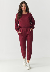 Dresowy komplektas o luźnym kroju bordo M888
