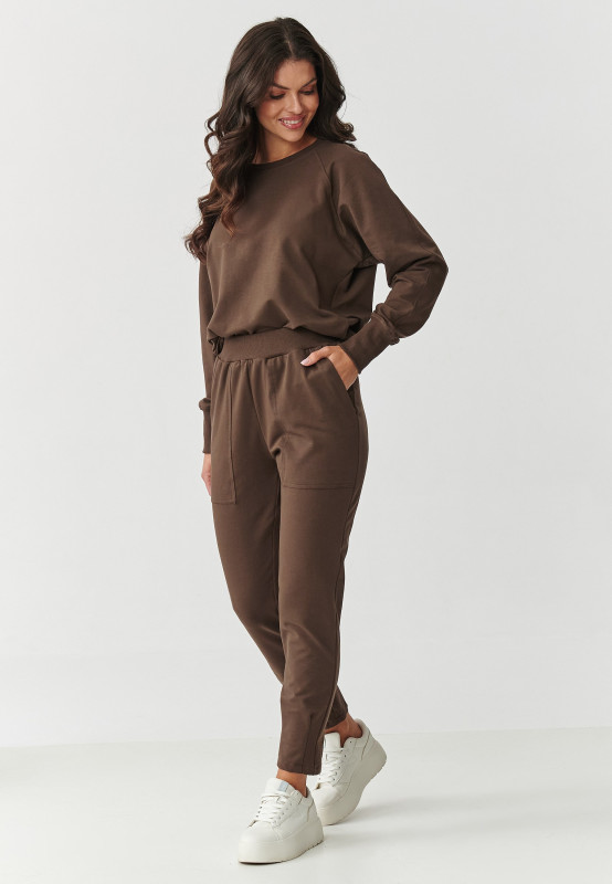 Dresowy komplektas o luźnym kroju sokoladinis M888