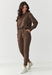 Dresowy komplektas o luźnym kroju sokoladinis M888
