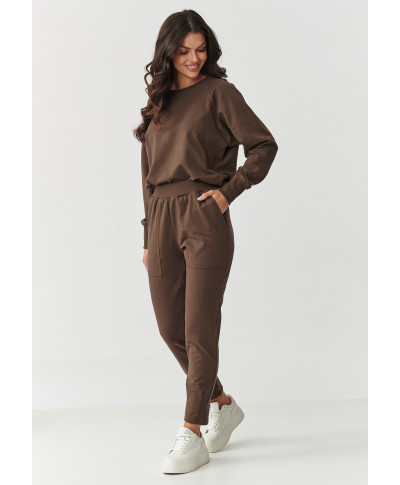 Džemperio komplektas laisvo kirpimo šokoladinis M888