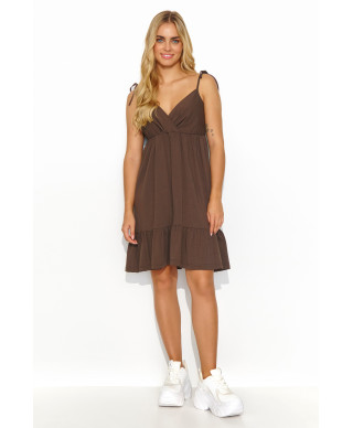 trumpa letnia suknele su risimu su petneseliais sokoladine M818