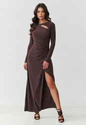 suknele wieczorowa su skiliu sokoladine M905