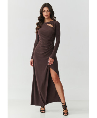 suknele wieczorowa su skiliu sokoladine M905