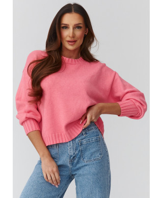 Megztinis moterims oversize – minkštas, klasikinis lašišinis C43