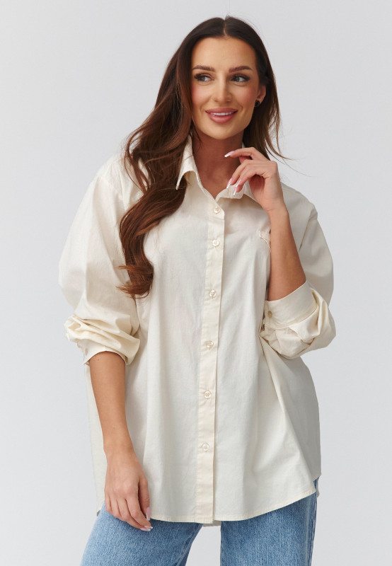 marskiniai moteriska o luźnym kroju sviesus beż C46