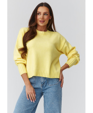 Megztinis moterims oversize – minkštas, klasikinis geltonas C43