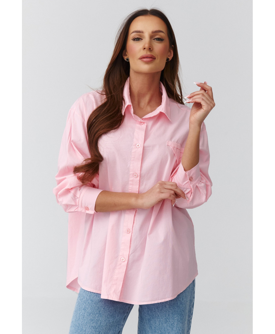 Marškiniai moteriški laisvo kirpimo rožiniai C46