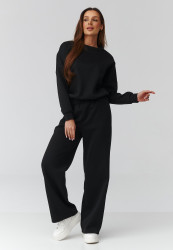 komplektas moteriskas bliuzonas ir kelnes su szeroką nogawką juodas C42