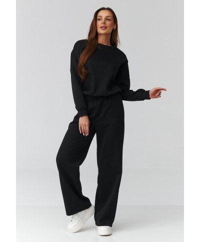 komplektas moteriskas bliuzonas ir kelnes su szeroką nogawką juodas C42