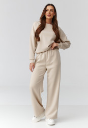 komplektas moteriskas bliuzonas ir kelnes su szeroką nogawką sviesus beż C42