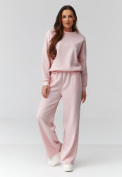 komplektas moteriskas bliuzonas ir kelnes su szeroką nogawką pudrinis róż C42