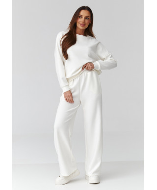 Moteriškas džemperio ir plačių kelnių komplektas ekru C42