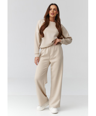 komplektas moteriskas bliuzonas ir kelnes su szeroką nogawką sviesus beż C42