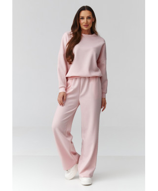 komplektas moteriskas bliuzonas ir kelnes su szeroką nogawką pudrinis róż C42