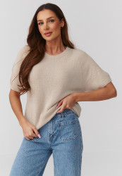 megztinis moteriskas su rankovemis iki łokcia sviesus beż C45