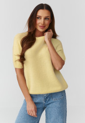 megztinis moteriskas su rankovemis iki łokcia geltonas C45