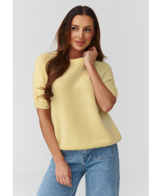 megztinis moteriskas su rankovemis iki łokcia geltonas C45