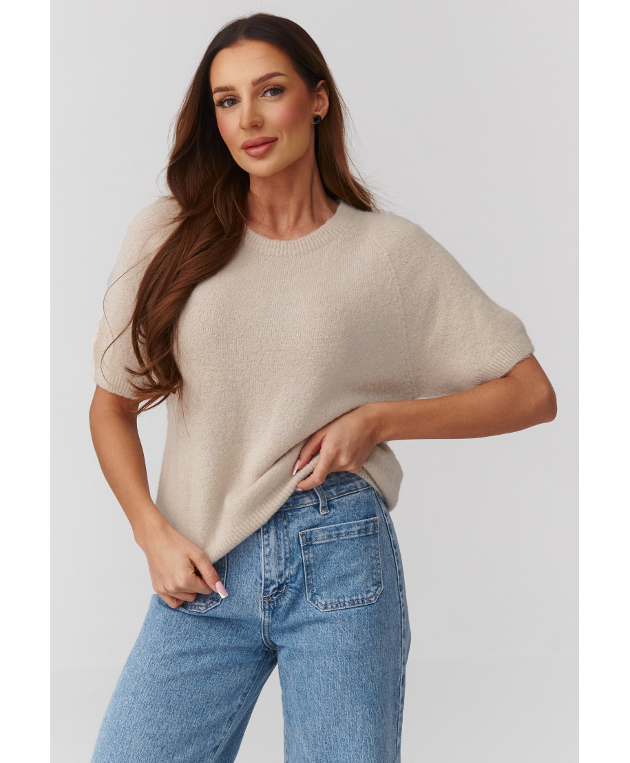 Džemperis sievietēm ar elkoņu garuma piedurknēm gaiši bēšs C45