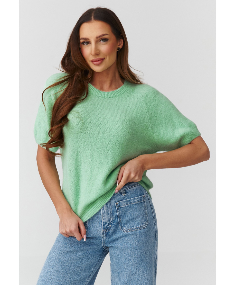 Megztinis moterims su rankovėmis iki alkūnių žalias C45