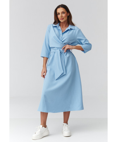 suknele midi su risimu per liemeni melyna C47