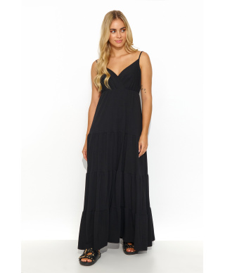 ilga suknele su klostemis juoda M821