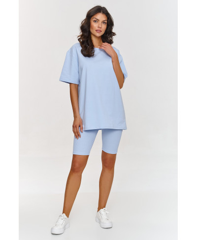 Medvilninis komplektas su dviratininko šortais žydras A7