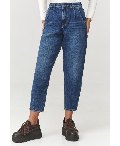 Džinsinės moteriškos kelnės aukštu liemeniu denim jeans C12