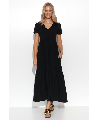 suknele maxi su iskirpte  serek juoda M549