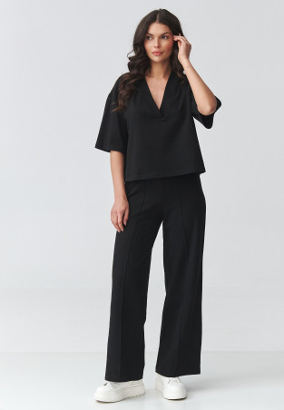 komplektas moteriskas su szerokimi spodniami juodas M921